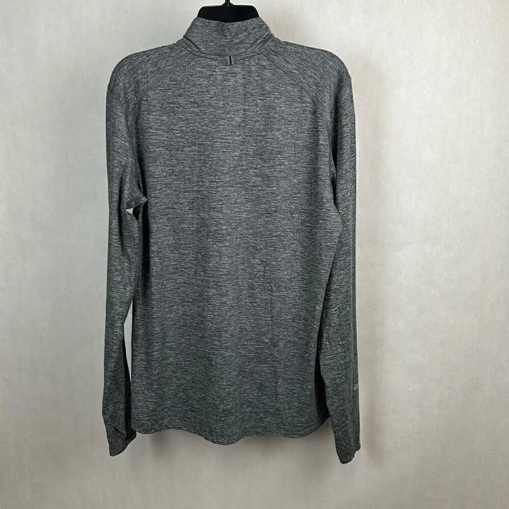 Nike Running 1/2 Zip Pullover Womens Fitted Sz Medium Gray Thumb Holes Half Zip